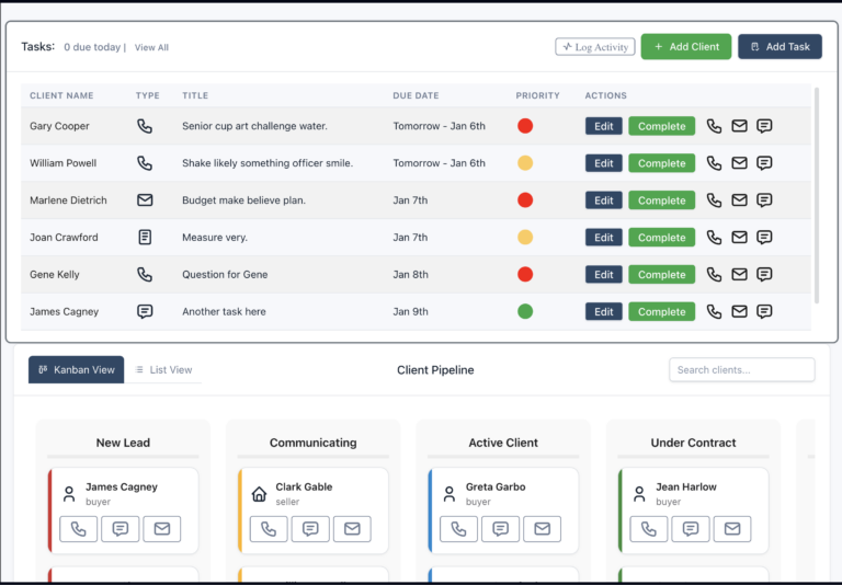 QwkLink Real Estate CRM Dashboard view
